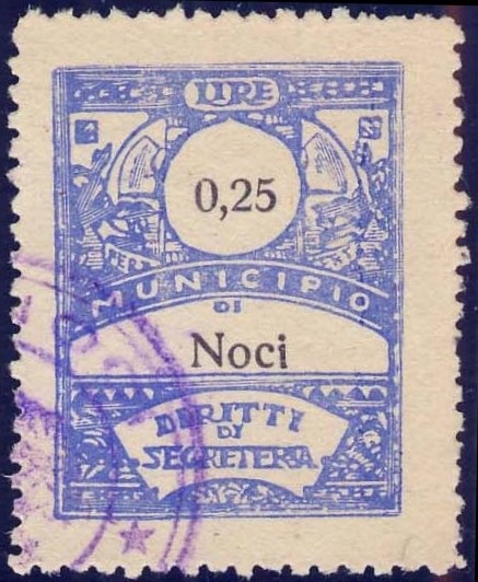 Marca da Bollo del Comune di NOCI su Carta Bianca Sottile di dimensioni 22 x 28,5 mm