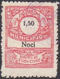 Marca da Bollo del Comune di NOCI su Carta Bianca di dimensioni 22 x 28,5 mm