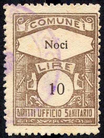 Marca da Bollo del Comune di NOCI su Carta Bianca Sottile di dimensioni 22 x 29 mm