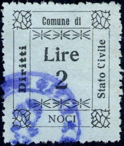 Marca da Bollo del Comune di NOCI su Carta Colorata di dimensioni mm