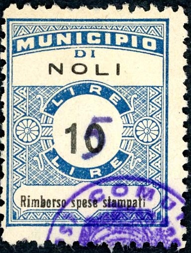 Marca da Bollo del Comune di NOCI su Carta Bianca di dimensioni 22,5 x 29 mm