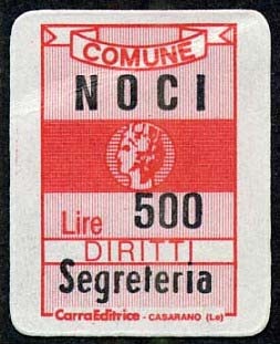 Marca da Bollo del Comune di NOCI su Carta Bianca di dimensioni 12 x 18,5 mm