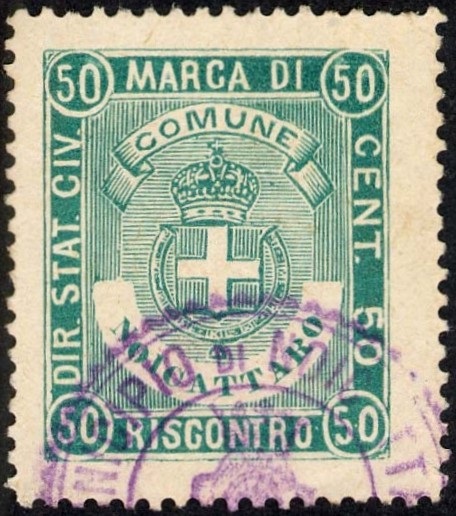 Marca da Bollo del Comune di NOICATTARO su Carta Bianca di dimensioni mm