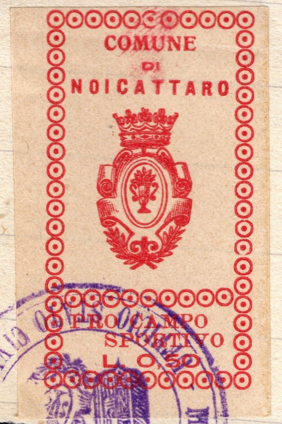 Marca da Bollo del Comune di NOICATTARO su Carta Bianca di dimensioni mm