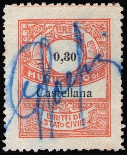 Marca da Bollo del Comune di NOICATTARO su Carta Bianca di dimensioni 22 x 28,5 mm