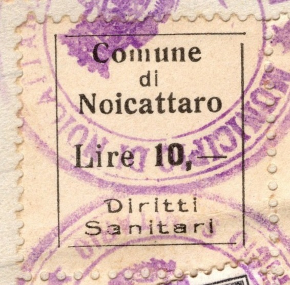 Marca da Bollo del Comune di NOICATTARO su Carta Bianca di dimensioni 23 x 25 mm