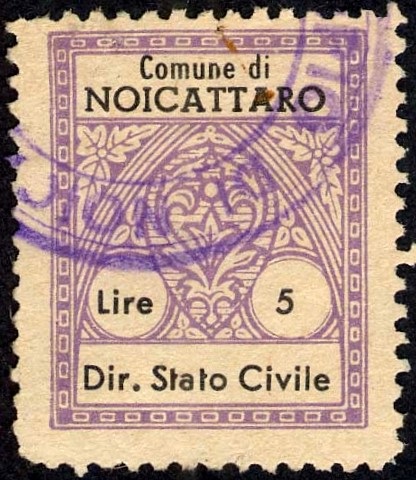 Marca da Bollo del Comune di NOICATTARO su Carta Bianca di dimensioni 21,5 c 27 mm