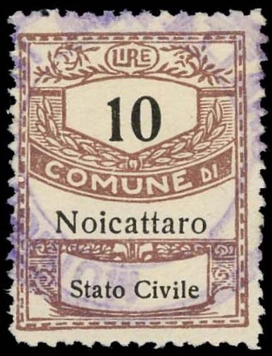 Marca da Bollo del Comune di NOICATTARO su Carta Bianca Sottile di dimensioni 22,5 x 29 mm