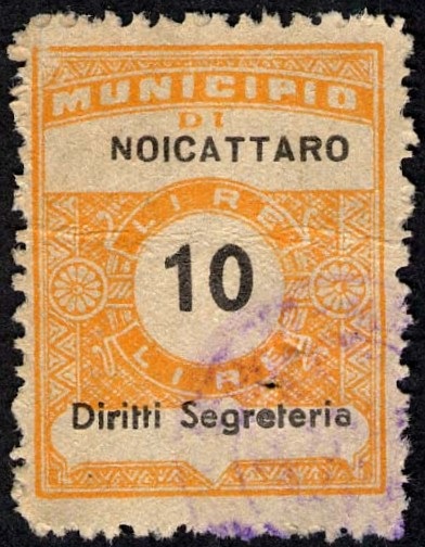 Marca da Bollo del Comune di NOICATTARO su Carta Bianca di dimensioni 22,5 x 28,5 mm