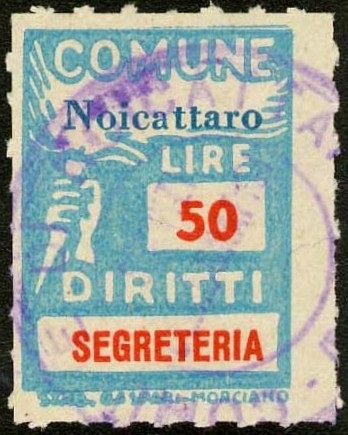 Marca da Bollo del Comune di NOICATTARO su Carta Bianca Sottile di dimensioni 18,5 x 26,5 mm