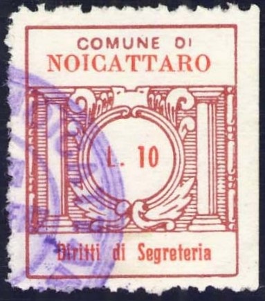 Marca da Bollo del Comune di NOICATTARO su Carta Bianca Sottile di dimensioni 21 x 25 mm