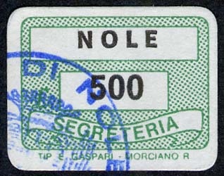 Marca da Bollo del Comune di NOLE su Carta Bianca di dimensioni 19 x 14,5 mm
