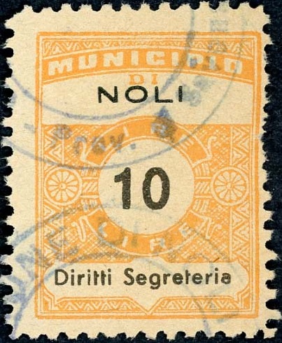 Marca da Bollo del Comune di NOLI su Carta Bianca Sottile di dimensioni 22,5 x 29 mm