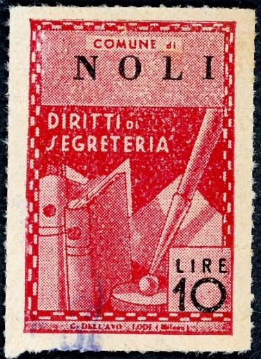 Marca da Bollo del Comune di NOLI su Carta Bianca di dimensioni 22,5 x 32 mm