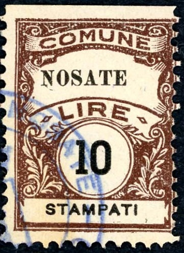 Marca da Bollo del Comune di NOSATE su Carta Bianca Sottile di dimensioni 22,5 x 29 mm