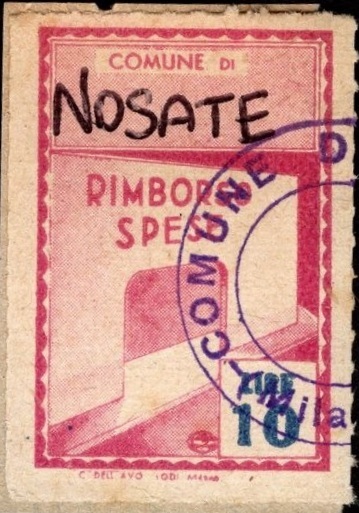 Marca da Bollo del Comune di NOSATE su Carta Bianca di dimensioni 22 x 29 mm
