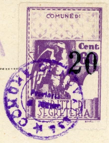 Marca da Bollo del Comune di NOVALESA su Carta Bianca Sottile di dimensioni 21 X 32 mm