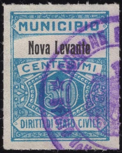 Marca da Bollo del Comune di NOVA LEVANTE su Carta Bianca di dimensioni 23 x 27 mm