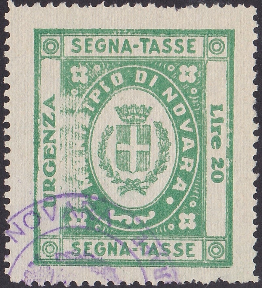 Marca da Bollo del Comune di NOVARA su Carta Bianca di dimensioni 27,5 x 33 mm