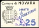 Marca da Bollo del Comune di NOVARA su Carta Bianca di dimensioni 23 X 33 mm