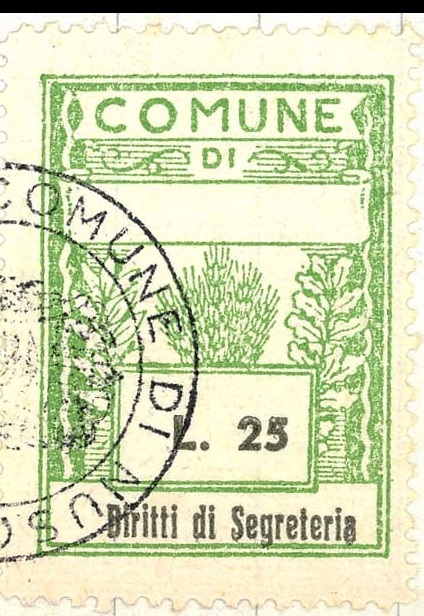 Marca da Bollo del Comune di NUSCO su Carta Bianca Sottile di dimensioni 25 x 34 mm