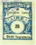 Marca da Bollo del Comune di OLEVANO DI LOMELLINA su Carta Bianca di dimensioni 22,5 x 29 mm
