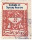 Marca da Bollo del Comune di OLEVANO ROMANO su Carta Bianca di dimensioni 22 x 29 mm