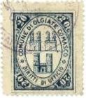Marca da Bollo del Comune di OLGIATE COMASCO su Carta Bianca Sottile di dimensioni 23 x 29,5 mm