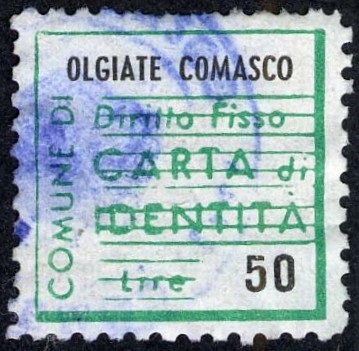 Marca da Bollo del Comune di OLGIATE COMASCO su Carta Bianca di dimensioni 20 x 20 mm