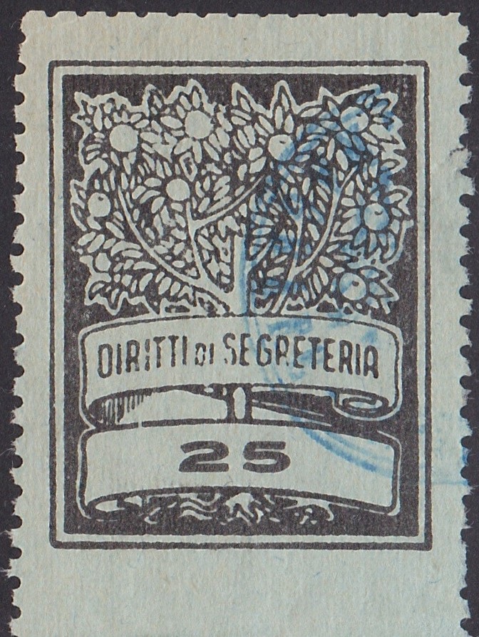Marca da Bollo del Comune di ORBASSANO su Carta Colorata di dimensioni 26 x 42 mm