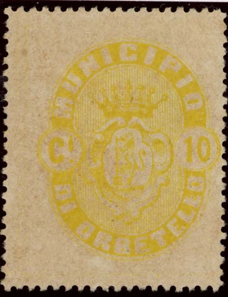 Marca da Bollo del Comune di ORBETELLO su Carta Bianca Sottile di dimensioni 25 x 30,5 mm