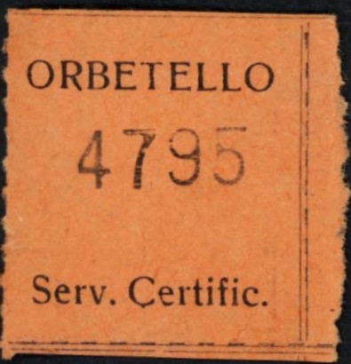 Marca da Bollo del Comune di ORBETELLO su Carta Colorata di dimensioni mm