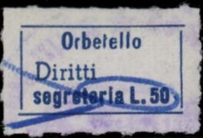 Marca da Bollo del Comune di ORBETELLO su Carta Bianca di dimensioni mm