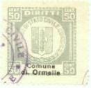 Marca da Bollo del Comune di ORMELLE su Carta Bianca Sottile di dimensioni 23,5 x 23,5 mm