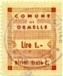 Marca da Bollo del Comune di ORMELLE su Carta Bianca Sottile di dimensioni 22 x 34 mm