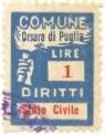 Marca da Bollo del Comune di ORSARA DI PUGLIA su Carta Bianca di dimensioni 18,5 x 25 mm