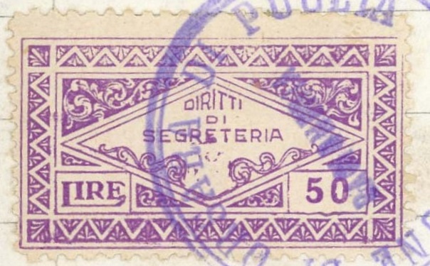Marca da Bollo del Comune di ORSARA DI PUGLIA su Carta Bianca di dimensioni 37 x 20 mm