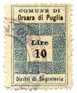 Marca da Bollo del Comune di ORSARA DI PUGLIA su Carta Bianca di dimensioni 19,5 x 28,5 mm