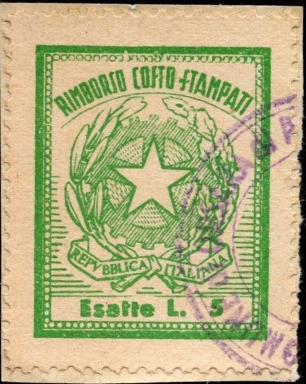 Marca da Bollo del Comune di ORSARA DI PUGLIA su Carta Bianca di dimensioni 22 x 28,5 mm
