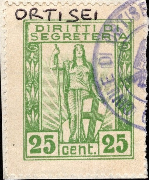 Marca da Bollo del Comune di ORTISEI su Carta Bianca di dimensioni 21 x 29 mm