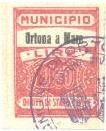 Marca da Bollo del Comune di ORTONA su Carta Bianca Sottile di dimensioni 22 x 29 mm