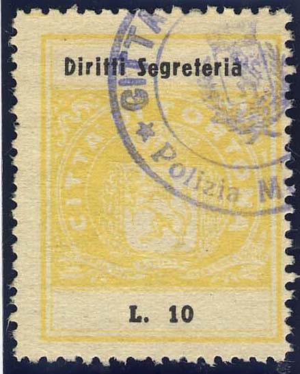 Marca da Bollo del Comune di ORTONA su Carta Bianca di dimensioni 23 x 29 mm