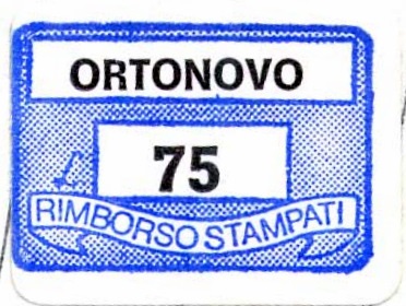 Marca da Bollo del Comune di ORTONOVO su Carta Bianca di dimensioni 19 x 13 mm