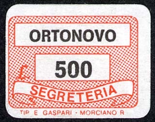 Marca da Bollo del Comune di ORTONOVO su Carta Bianca di dimensioni 19 x 13 mm