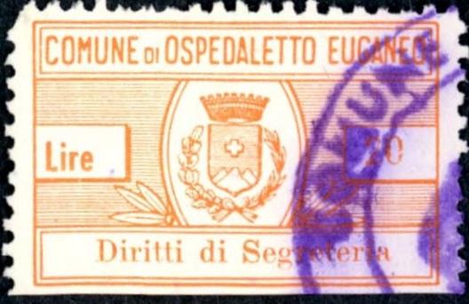Marca da Bollo del Comune di OSPEDALETTO EUGANEO su Carta Bianca di dimensioni 22 x 14 mm