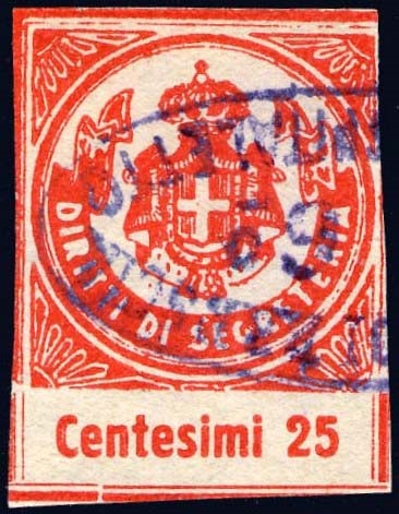 Marca da Bollo del Comune di OSPITALETTO su Carta Bianca Sottile di dimensioni 24 x 31 mm
