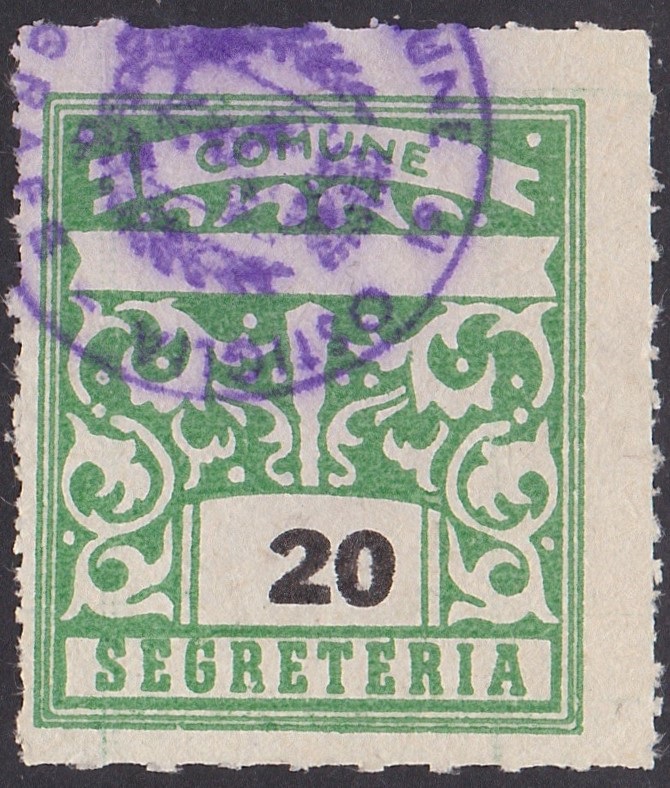 Marca da Bollo del Comune di OSTIGLIA su Carta Bianca di dimensioni 23 x 27 mm