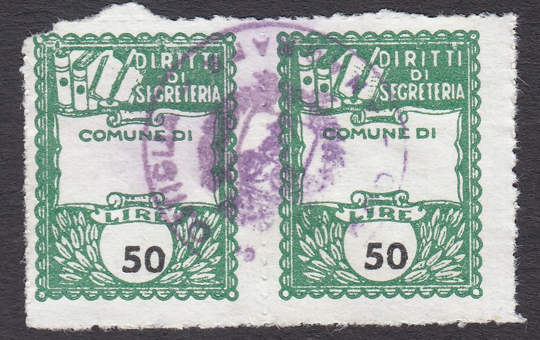 Marca da Bollo del Comune di OSTIGLIA su Carta Bianca di dimensioni 16 x 22 mm