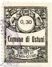 Marca da Bollo del Comune di OSTUNI su Carta Bianca Sottile di dimensioni 21,5 x 28 mm