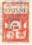 Marca da Bollo del Comune di OSTUNI su Carta Bianca Sottile di dimensioni 21 X 32 mm